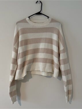 Moon & Madison Striped Cropped Crewneck Sweater Women’s Large